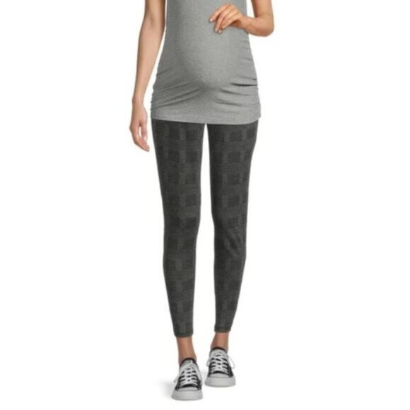 Time and Tru Women's Maternity Jegging, Grey Plaid, size M (8-10) - Picture 3 of 7